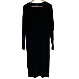 brown ribbed long sleeve dress Cleona Merino Wool Ribbed Long Sleeve Maxi Dress / Deep Chocolate | MESHKI